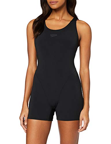 Speedo Essential Endurance + Legsuit Bañadores de Mujer para Natación, Color Negra/Gris, Talla 42