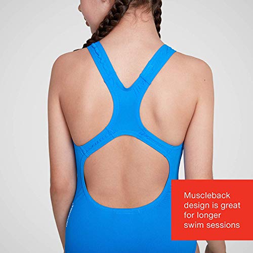 Speedo Essential Endurance+ Medalist Bañador, Junior Girls, Neon Azul, 32 (13-14 años)
