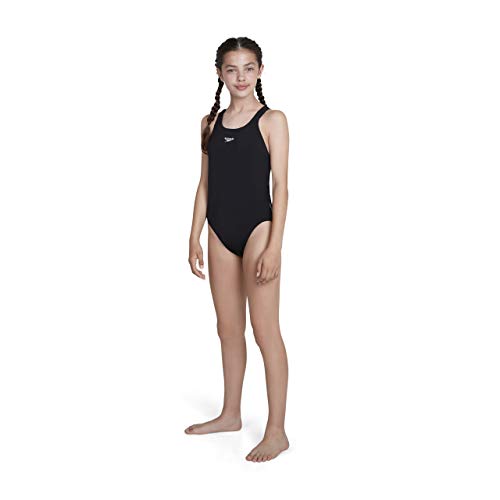 Speedo Essential Endurance+ Medalist Traje de Baño, Junior Girls, Negra, 26 (7-8 años)