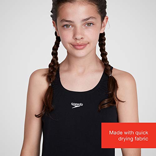 Speedo Essential Endurance+ Medalist Traje de Baño, Junior Girls, Negra, 26 (7-8 años)