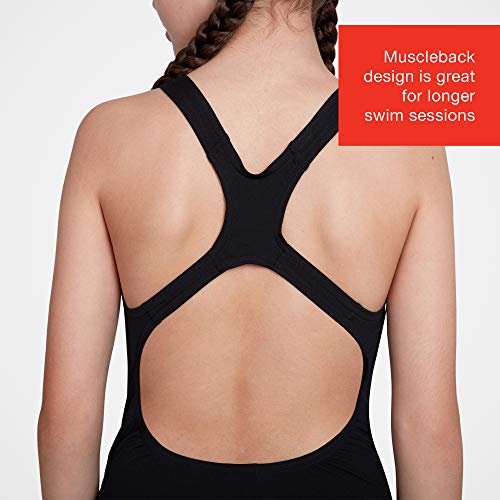 Speedo Essential Endurance+ Medalist Traje de Baño, Junior Girls, Negra, 28 (9-10 años)