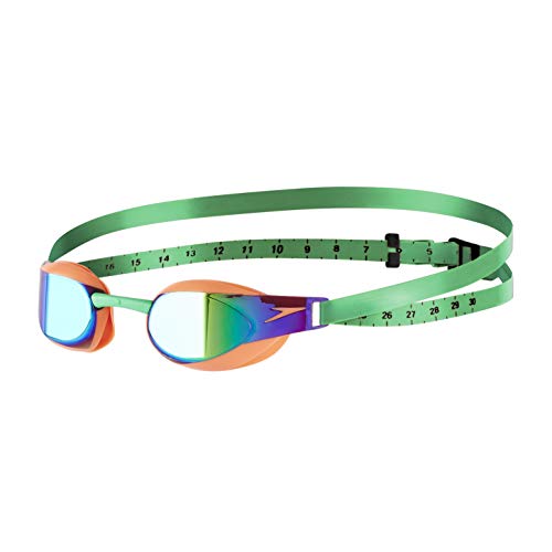 Speedo Fastskin Elite Mirror Gafas de Natación, Unisex Adulto, Naranja/Verde, Talla Única
