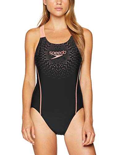 Speedo Gala Logo Medalist AF Traje De Baño, Mujer, Black/Flash, 32
