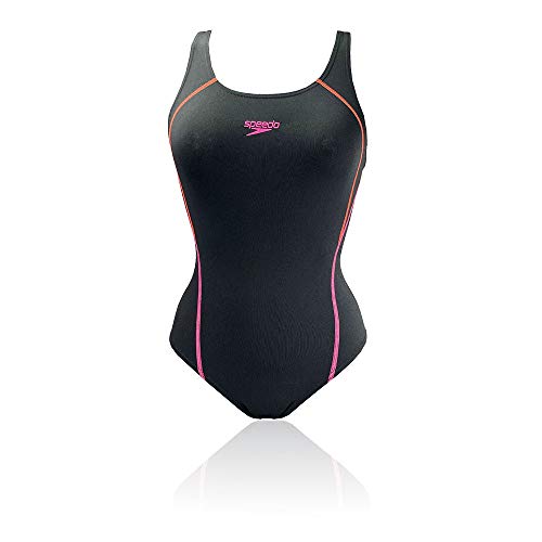 Speedo Graphic Panel Muscleback - Bañador para Mujer, Color Negro y Rosa Negro Negro (42