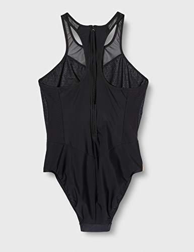 Speedo Hexagonal Mesh Panel Traje de Baño de Una Pieza, Mujer, Negro (Black), 36 (ES 42)