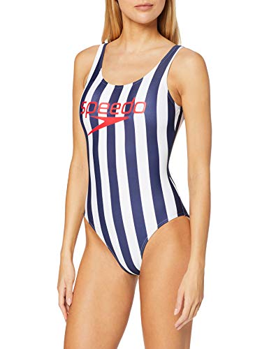Speedo Ice Cre con Espalda En U Bañador, Mujer, Ice Cream Navy/White, 28 (UK 6)