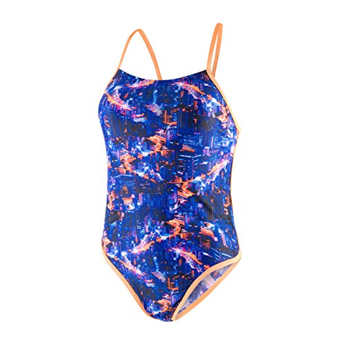 Speedo Kanjilights Ribbonback De Una Pieza Bañador, Mujer, Kanji Lights/Black/Psycho, 30 (ES 36)