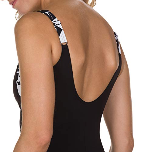 Speedo Lunalustre de 1 Pieza Bañador, Mujer, Origami Zen Black/White, 38 (ES 44)
