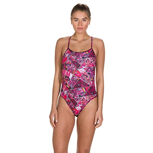 Speedo Reniki Flip Reverse De Una Pieza Bañador, Mujer, Ramenlki Psycho Red/Black, 28 (UK 6)