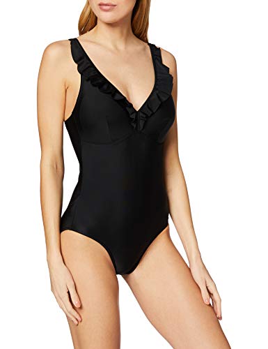 Speedo Ruffle De 1 Pieza Bañador, Mujer, Negro, 11-12