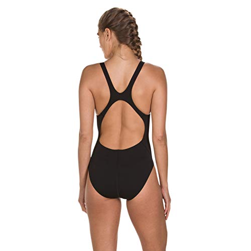 Speedo Speckleflow Placement Racerback Bañador, Mujer, Spckl FLW Blk/Psy Red/Neo, 32 (ES 38)