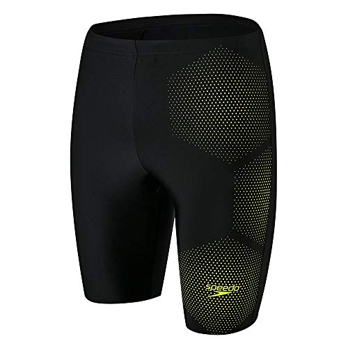 Speedo Tech Placement Jammer Am Bañador, Hombre, Black/Fluo Yellow, 40