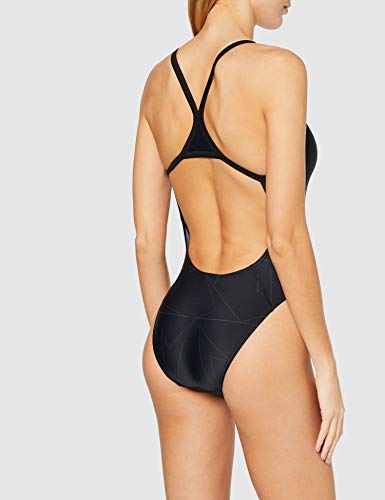 Speedo Turnback Thinstrap con Boomstar Integral Bañador, Mujer, Negro/Gris óxido, 32 (ES 38)