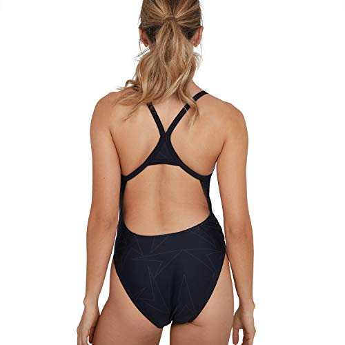 Speedo Turnback Thinstrap con Boomstar Integral Bañador, Mujer, Negro/Gris óxido, 32 (ES 38)