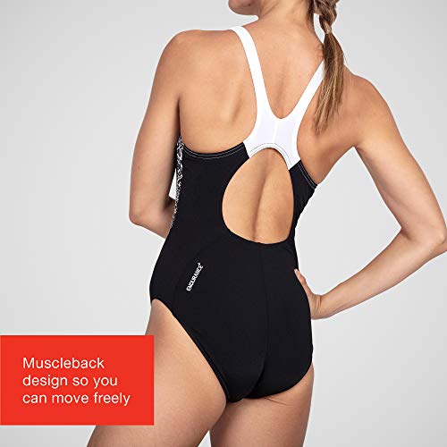 Speedo Women Boom Splice Muscleback Swimsuit - Black/White, 36