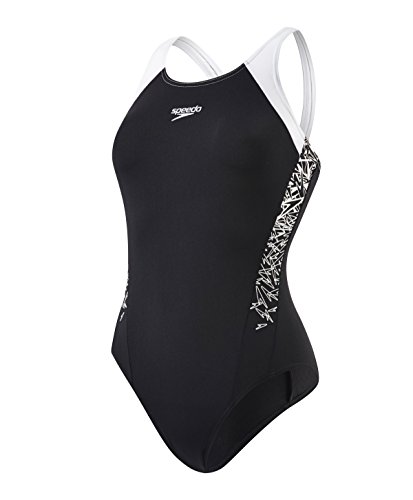 Speedo Women Boom Splice Muscleback Swimsuit - Black/White, 38