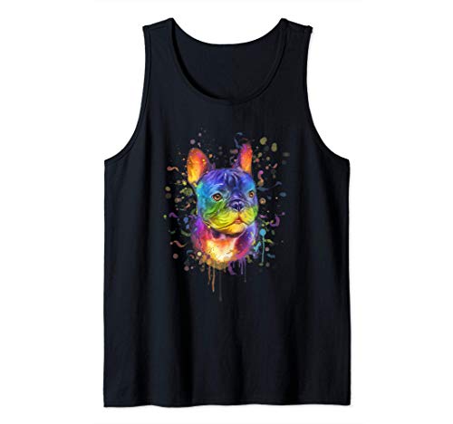 Splash Art Bulldog Francés Mamá Perro Papa Frenchie Camiseta sin Mangas
