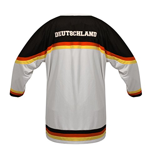SportTeam Camiseta de la Selección Alemana de hockey sobre hielo, unisex, Eishockey Shirt DE, Multicolor (blanco / negro), extra-large