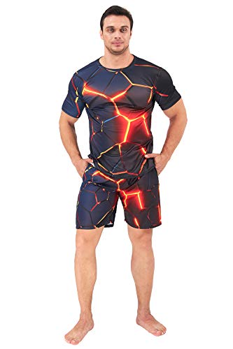 Spreadhoodie Hombre T-Shirt Modelo 3D Sangre Palma Impresos de Dibujos Animados Halloween Casual Camiseta de Manga Corta Tees Negro Rojo XL