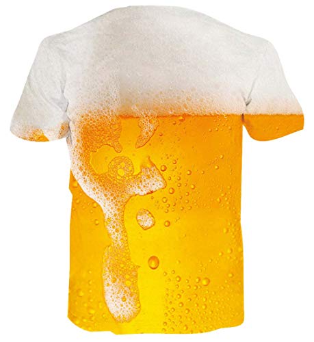 Spreadhoodie Hombres Camiseta 3D Cerveza Patrones Impresos O-Cuello Manga Corta Camiseta Divertidas Galaxia T Shirt Tops M