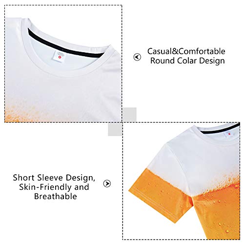 Spreadhoodie Hombres Camiseta 3D Cerveza Patrones Impresos O-Cuello Manga Corta Camiseta Divertidas Galaxia T Shirt Tops M