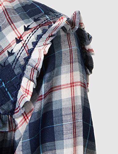 Springfield Blusa Cuadros Volantes Camisa, Azul Medio, 42 para Mujer