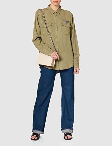 Springfield Blusa Militar Tencel Camisa, Verde, 36 para Mujer