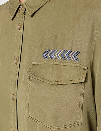 Springfield Blusa Militar Tencel Camisa, Verde, 36 para Mujer