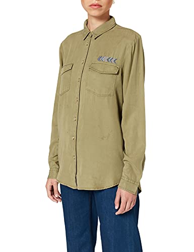 Springfield Blusa Militar Tencel Camisa, Verde, 36 para Mujer
