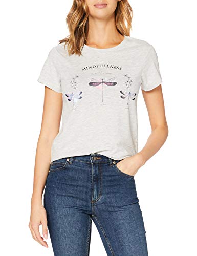 Springfield Camiseta Gráfica Bordados T-Shirt, Gris, L Womens