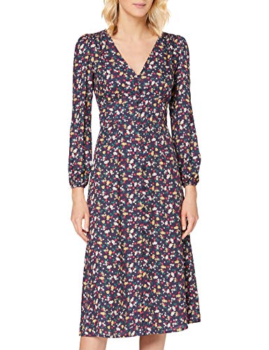 Springfield Frq.Vestido Midi Macro Flor-C/19 Vestido de Fiesta, Azul (Blue_Print 19), 42 (Tamaño del Fabricante: 42) para Mujer