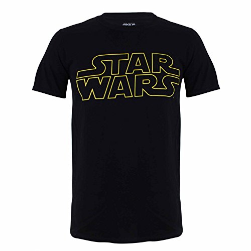 Star Wars Basic Logo Camiseta, Negro, XL para Hombre