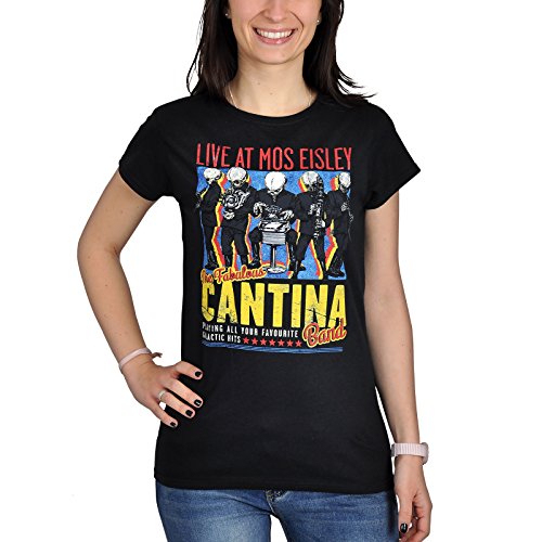 Star Wars Cantina Band On Tour Mujer Camiseta Negro L, 100% algodón, Regular