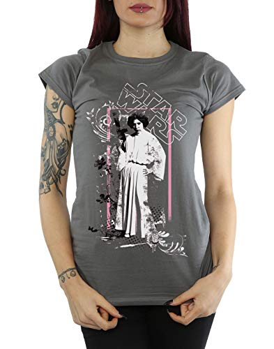 Star Wars mujer Princess Leia Distressed Camiseta Medium Carbón