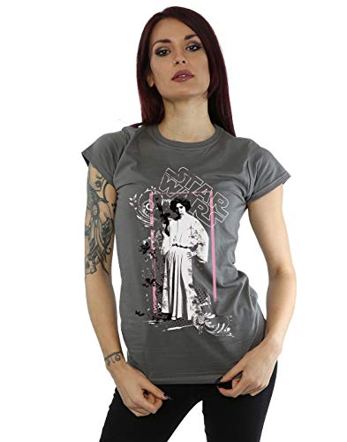 Star Wars mujer Princess Leia Distressed Camiseta Medium Carbón