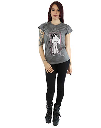 Star Wars mujer Princess Leia Distressed Camiseta Medium Carbón