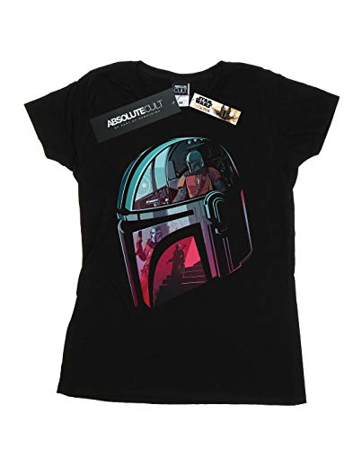 Star Wars Mujer The Mandalorian Mandalore Helmet Reflection Camiseta Negro Large
