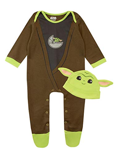 Star Wars Pijama Entera y Sombrero para Niños Bebés The Mandalorian Baby Yoda Multicolor 12-18 Meses