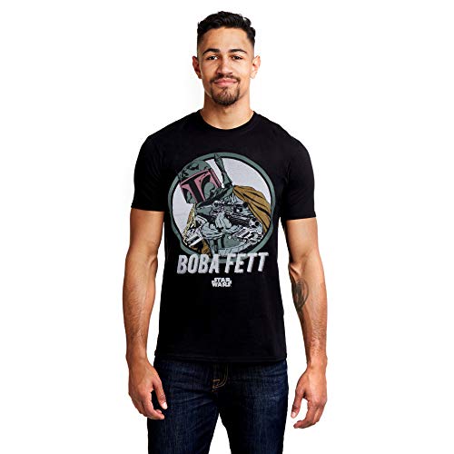 Star Wars Retro Boba Camiseta, Negro (Black Blk), Medium para Hombre