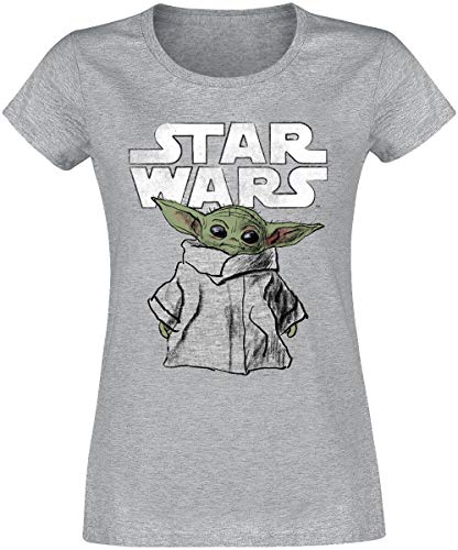 Star Wars The Mandalorian - Child Sketch - Grogu Mujer Camiseta Gris/Melé XXL