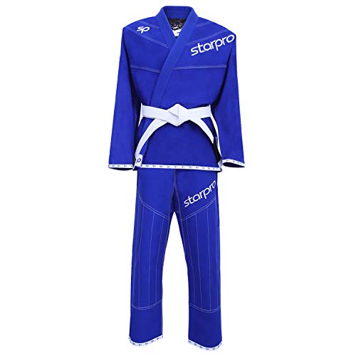 Starpro Kimono BJJ Gi de 450 gramos, mezcla de algodón potente, blanco y negro, de Preshrunk profesional, para entrenamiento y competición, para hombres y mujeres, A0 A1 A2 A3 A4 A5 azul A