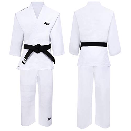 Starpro Traje de Judo Uniforme Entrenamiento - Karate Gi Kit Profesional IJF MMA Artes Marciales Lucha de Taekwondo Kimono Blanco 350g | Mejor para Hombres, Mujeres y Niños | Viene sin cinturón