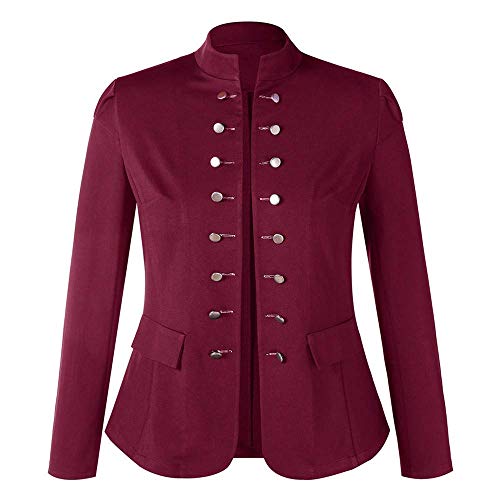 Steampunk Chaqueta gótica Abrigos Talla de Grande Mujer Modernas Casual Abrigo Retro Vintage Solapa Chaqueta Larga de un Solo Pecho Chaquetas Militares de Manga Larga Elegantes Prendas de