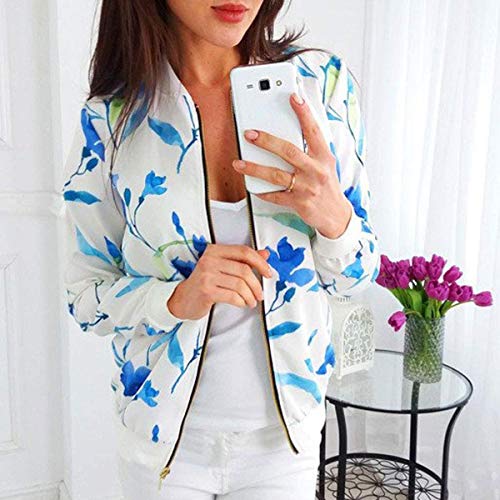 SteCury Floral Printing Zipper Jacket Womens Retro Up Tops Coat Outwear