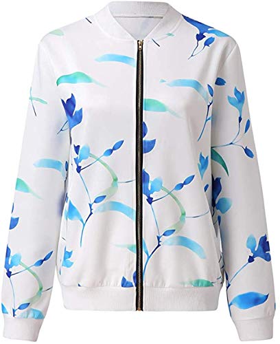 SteCury Floral Printing Zipper Jacket Womens Retro Up Tops Coat Outwear