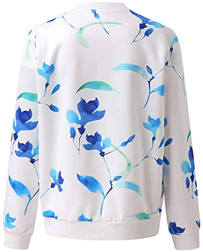 SteCury Floral Printing Zipper Jacket Womens Retro Up Tops Coat Outwear