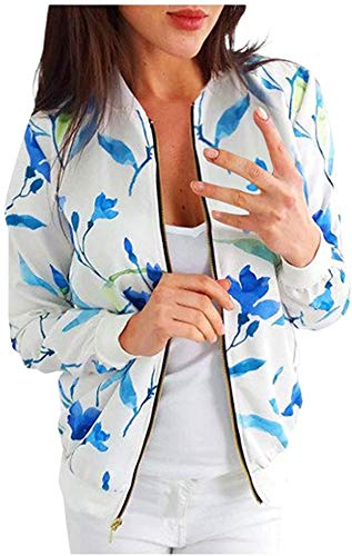 SteCury Floral Printing Zipper Jacket Womens Retro Up Tops Coat Outwear