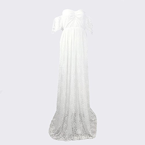 STRIR Mujer Embarazada Largos Vestido de Fiesta Foto Shoot Dress Fotográficas de Maternidad Apoyos De Fotografía, Vestido Largo de Maternidad para sesión fotográfica de Embarazada (Blanco, XXL)