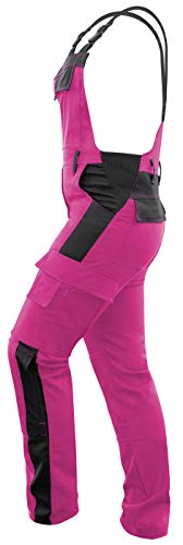 strongAnt® - Pantalón de Peto elástico de Trabajo para Mujer. Pantalón mecánico de Estiramiento Completo con Bolsillos para Rodilleras, Hecho en EU - Rosa/Negro 38