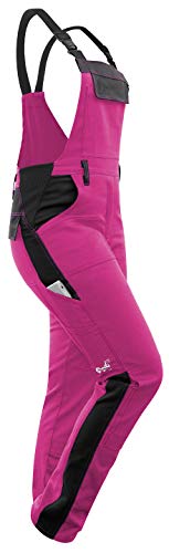 strongAnt® - Pantalón de Peto elástico de Trabajo para Mujer. Pantalón mecánico de Estiramiento Completo con Bolsillos para Rodilleras, Hecho en EU - Rosa/Negro 38